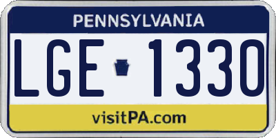 PA license plate LGE1330