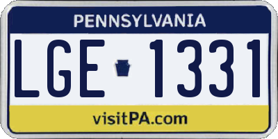 PA license plate LGE1331