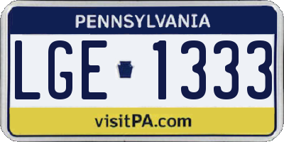 PA license plate LGE1333