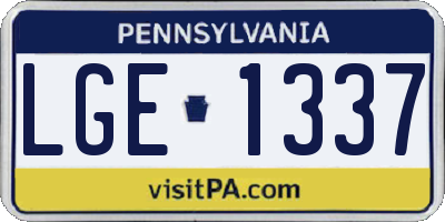 PA license plate LGE1337