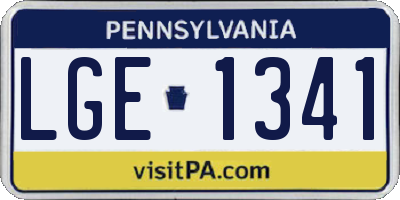 PA license plate LGE1341
