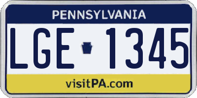PA license plate LGE1345