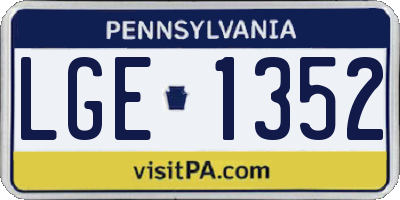 PA license plate LGE1352
