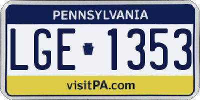 PA license plate LGE1353
