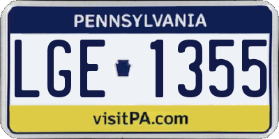PA license plate LGE1355