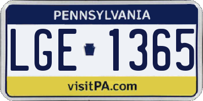 PA license plate LGE1365