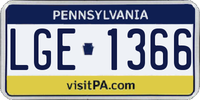 PA license plate LGE1366