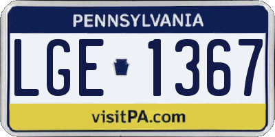 PA license plate LGE1367