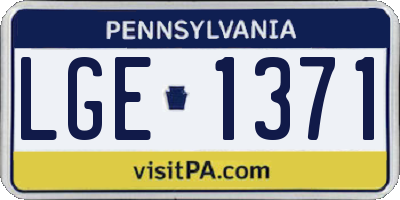 PA license plate LGE1371