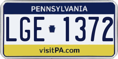 PA license plate LGE1372