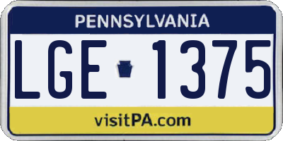 PA license plate LGE1375
