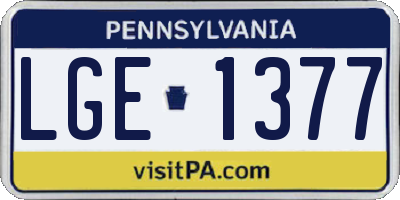 PA license plate LGE1377
