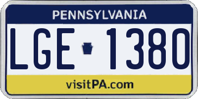 PA license plate LGE1380