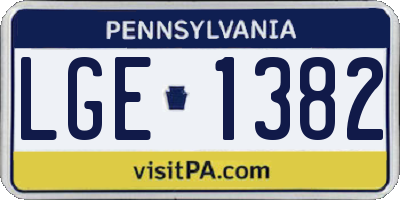 PA license plate LGE1382