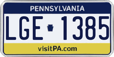 PA license plate LGE1385