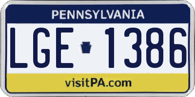 PA license plate LGE1386