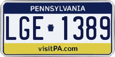 PA license plate LGE1389