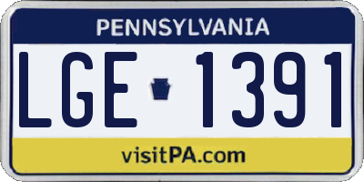PA license plate LGE1391