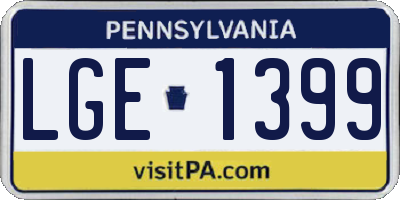 PA license plate LGE1399