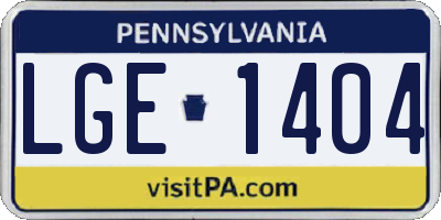 PA license plate LGE1404