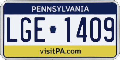 PA license plate LGE1409