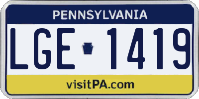 PA license plate LGE1419