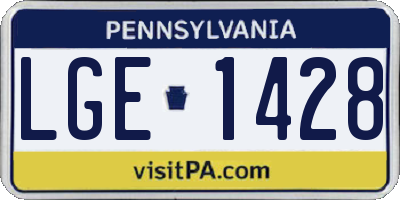 PA license plate LGE1428