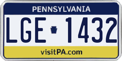 PA license plate LGE1432