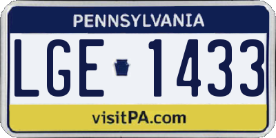 PA license plate LGE1433