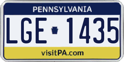 PA license plate LGE1435