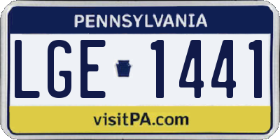 PA license plate LGE1441