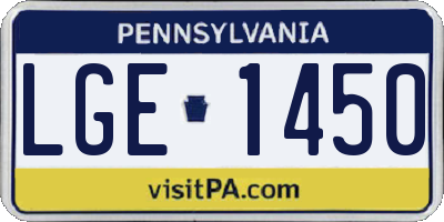 PA license plate LGE1450