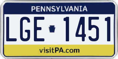 PA license plate LGE1451
