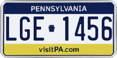 PA license plate LGE1456