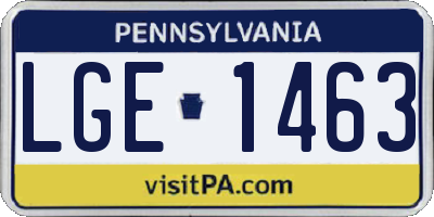 PA license plate LGE1463