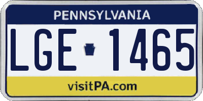 PA license plate LGE1465