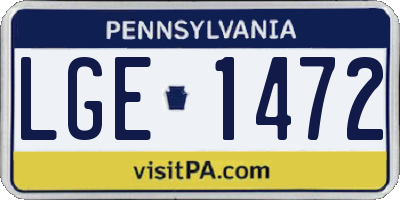 PA license plate LGE1472