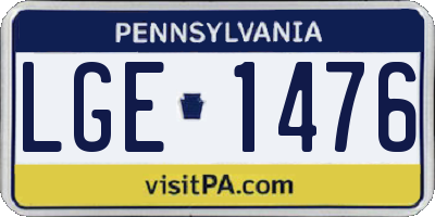 PA license plate LGE1476
