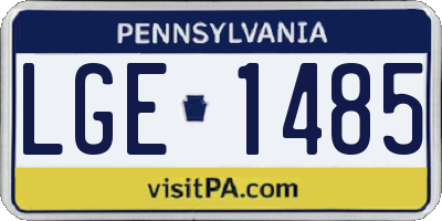 PA license plate LGE1485
