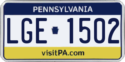 PA license plate LGE1502
