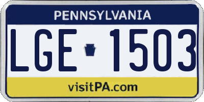 PA license plate LGE1503