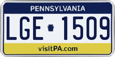 PA license plate LGE1509