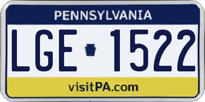 PA license plate LGE1522