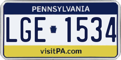 PA license plate LGE1534