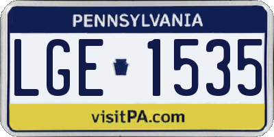 PA license plate LGE1535