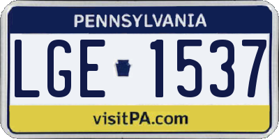 PA license plate LGE1537