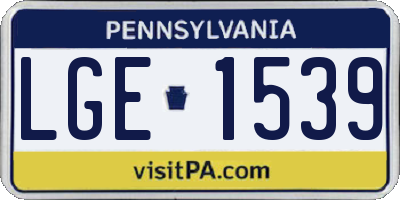 PA license plate LGE1539