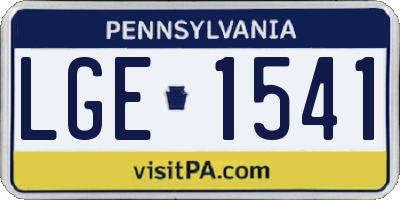 PA license plate LGE1541