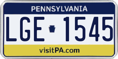 PA license plate LGE1545