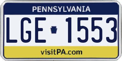 PA license plate LGE1553